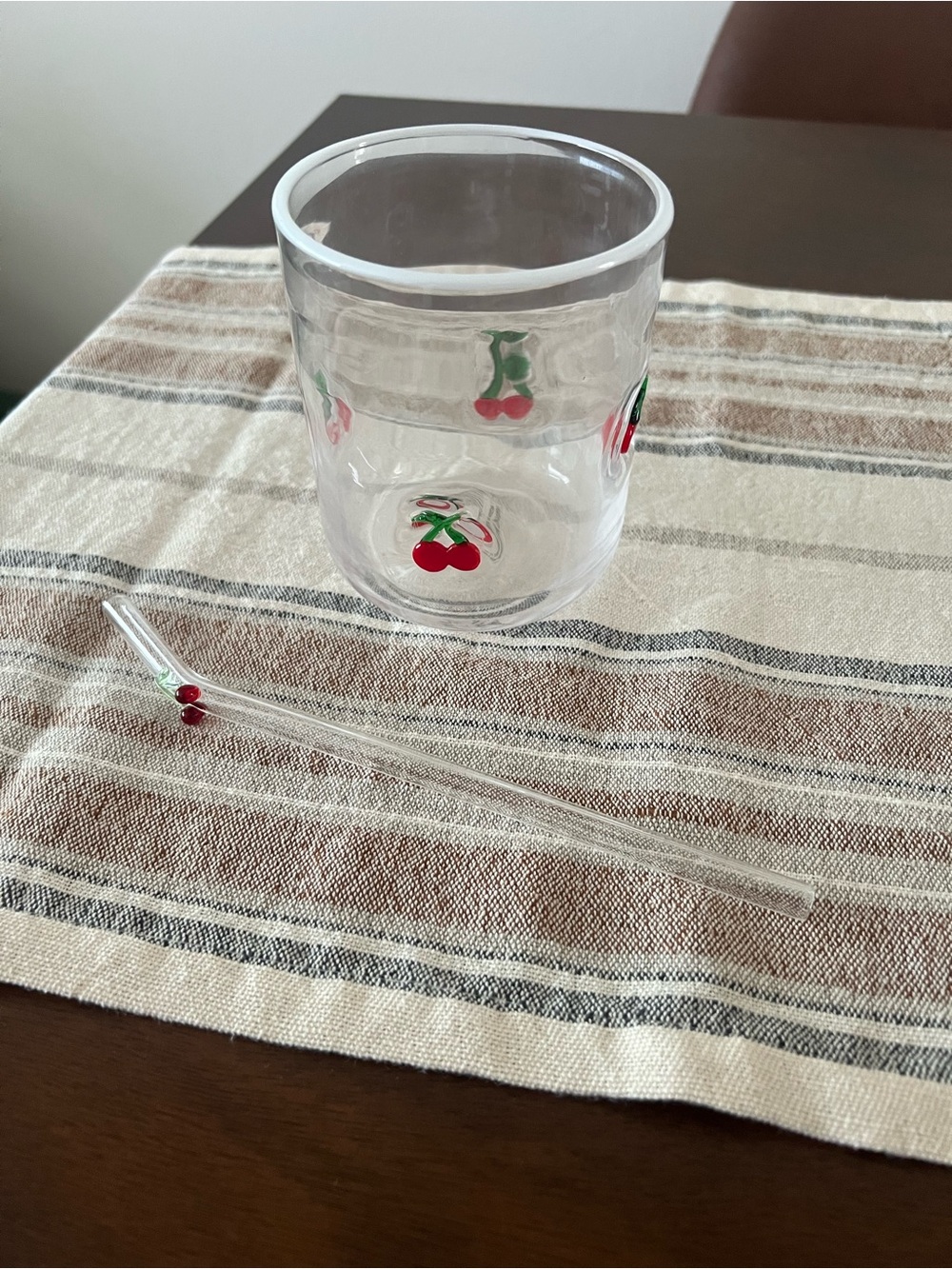 Anthropologie Cherry Icon Cup & Straw